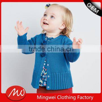 2018 little girls plain button down design cheap cardigan sweater for children