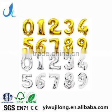 Hot sale 32 inch gold silver color foil number balloons for party decoration