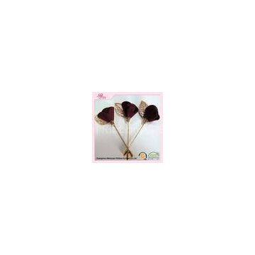 Metal Leaves Custom black felt Flower lapel pin for suits Polyester Fabric ribbon Material