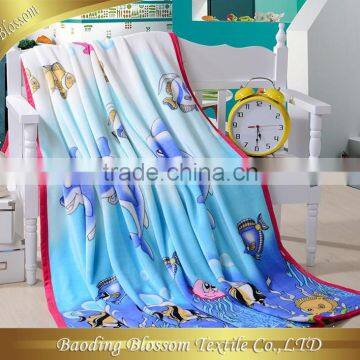 Polyester Microfiber Blanket Cartoon Printed Bedding Blanket HRM Double Ply Blanket Ocean Dolphin Wedding Gift Blanket Set