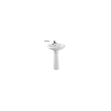 HT313 Round Ceramic Basin With Pedestal Sink With Pedestal