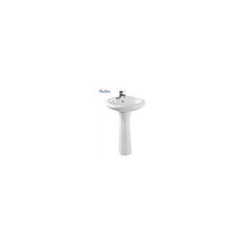 HT313 Round Ceramic Basin With Pedestal Sink With Pedestal