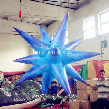 2m Height Printing Blue Advertising Balloons Inflatable Lighting Star for Event Decoration