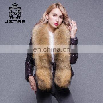 Winter Women Hooded Warm Thick short Sleeve Real Fox Fur parka