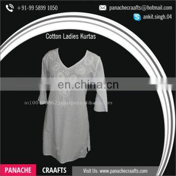 100% Cotton Summer Lucknowi Chikan Kurtis for Sale photo-4