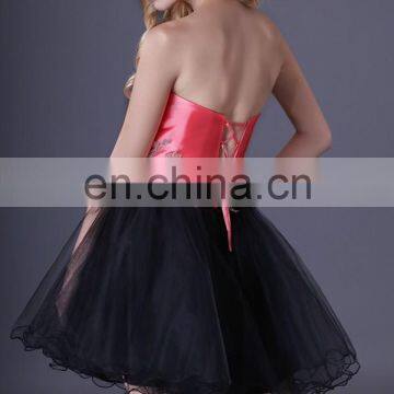 2015 Short Mini Cocktail Dress Grace Karin Strapless Sweetheart Black Watermelon Cocktail Party Dress CL3824 photo-4