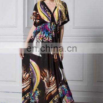 5062# 2017 New Design Ladies Butterfly Abaya Bohemian Summer Long Maxi Plus Size Beach Dress For Women Fashion Clothing photo-4