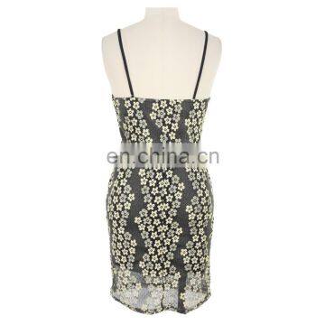 Lurex Mesh Floral Pattern Strape Ladies Evening Dress Occasion Wear photo-2