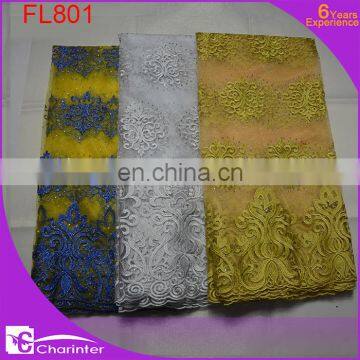 Free Shipping French Lace Embroidery Swiss Voile Lace Evening Dress With Stone photo-3