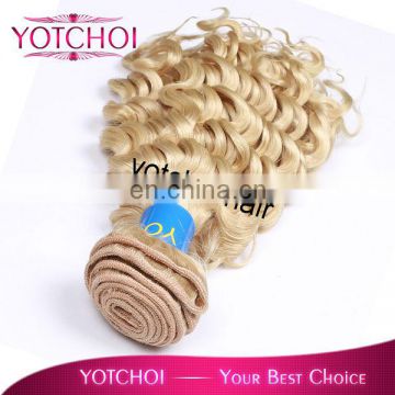 double weft Grade 5a top quality hair weave blonde deep curly