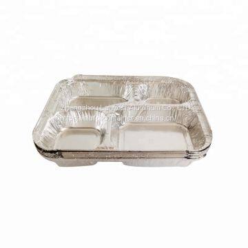 Food Lunch Box 4 Compartment Rectangular Disposable Aluminum Foil Container photo-3