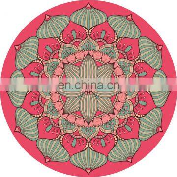 High quality digital printing round suede natural rubber yoga mat