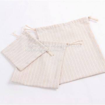 Stripe Cotton Linen Drawstring Candy Storage Bag Eco Gift Pouch photo-3