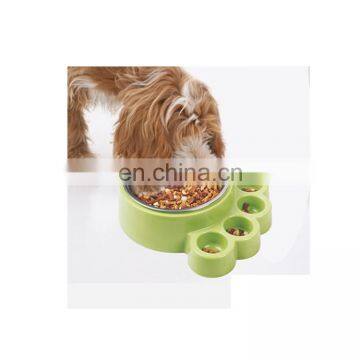 Lovely paw shape no spill stainless steel dog bowl