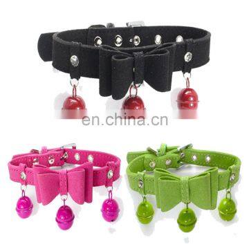 Double-layer Bow Cat Bell Rhinestone Pet Collar photo-2