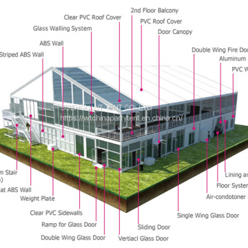 10-25 m width A shape aluminum double decker tent used for outdoor sports show,office,factory and event