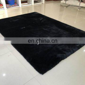 High Quality Luxurious Solid Rabbit Fur Rug With Suede Backing photo-4