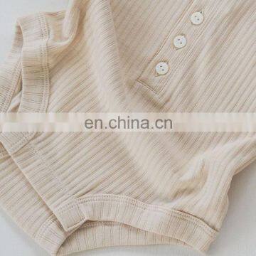 Unisex Baby Clothes Button Up Solid Ribbed Baby Romper Baby Bodysuit photo-5