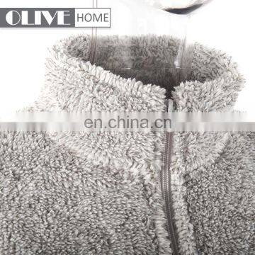 Weft Knitting Cationic Sherpa Bathrobe Adult Pyjamas With Embroidery photo-4