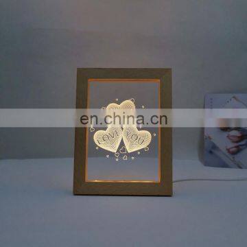 Latest Small Photo Frame Oem Wooden Led Night Decorating Light