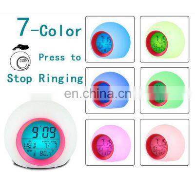 Touch Sensor Colors Changing Small Round Home Decoration Digital Clock Led photo-5