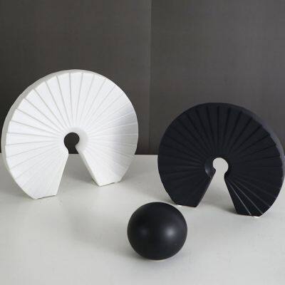 Chinese Sector Abstract White Black Ceramic Decoration Decor For Office Home