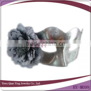 silver pvc mask party mask with flower