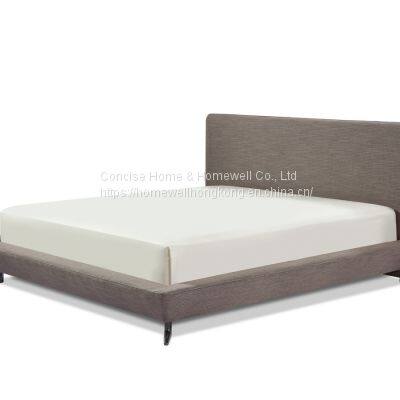 Contemporary genuine leather bed BB-1902 with metal legs-bedroom furniture