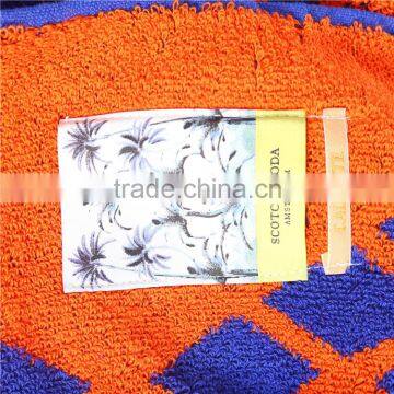 China Guangdong Towel Factory Pure Cotton Yarn-dyed Jacquard Blue/orange Beach Towel photo-3