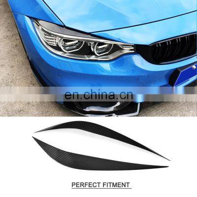 Dry Carbon Fiber M4 Headlight Eyelids for BMW F32 F33 F36 F82 F83 M4 F80 M3 14-19 photo-2