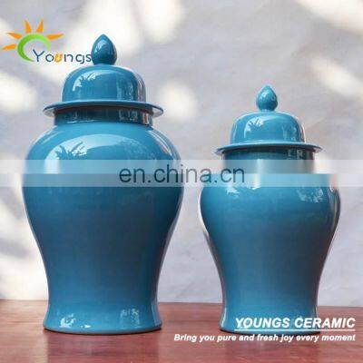 Large Decorative Ceramic Antique Sky Blue Storage Jars Made In Jingdezhen