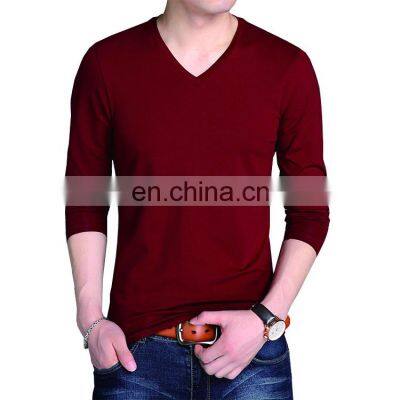 Popular Outside V-Neck Long-Sleeve Cotton T-Shirt Men's T Shirt