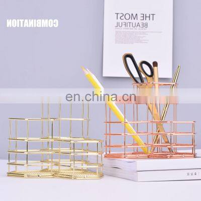 House Table Desk Organizer Office Stand Pen Holder Rose Gold Iron Pencil Custom Basket Metal Temperature Display