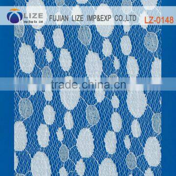 2016 Hot Sale Stretch Nylon Lycra Mesh Lace, Knitted 90% Polyester 10% Spandex Bridal White Lace Fabric for Wedding Dresslz-0148