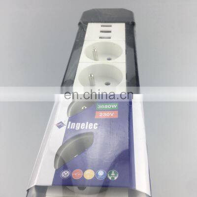 Yiwu Jinmin Ingelec 5 Way AC Power Supply 2 USB Plugs Outlet Extension Sockets With Surge Protector 230V 16A For Euro/Russia photo-3
