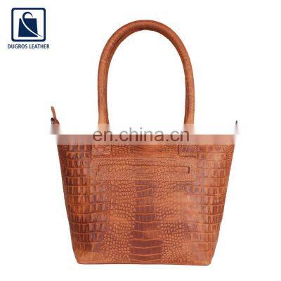 Manufacturer of Zip Closure Type and Cotton Lining Material Women Genuine Leather Handbag photo-4