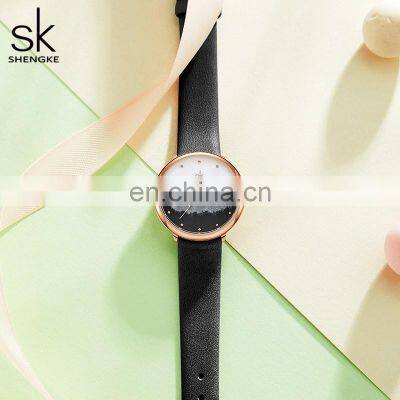 SHENGKE New Charming Lady Watch Gungle Images Dial Soft Leather Band Japanese Quartz Movement K9020L photo-5