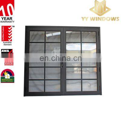 America Standard Soundproof and Waterproof Double Gazed Aluminum Casement Door With Grill Design Exterior Door Modern photo-2