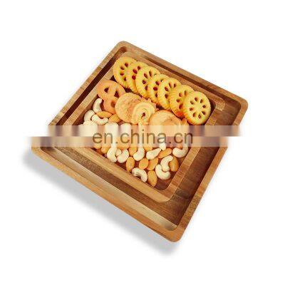 Bamboo Acacia Wood Double Dish Snack Bowl For Pistachios Peanuts Sunflower Seeds and Fruit Olives photo-3