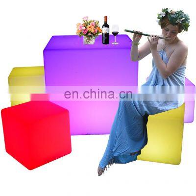 illuminated led cube chair/rechargeable illuminated event LED furniture hire led glow cube box seat bar led light cube for party