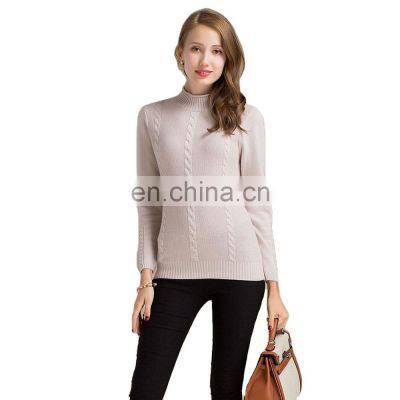 Custom Vintage Cable Knit 100% Cashmere Sweater Half High Collar (Crew Neck) Solid Pattern for Winter OEM Service Available