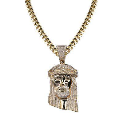 Hip Hop AAA CZ Zircon Stone Paved Bling Iced Out Big JESUS Piece Pendants Necklace for Men Rapper Jewelry Gold Color photo-2