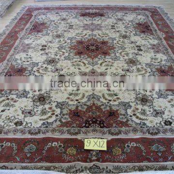 9X12 foot silk and wool carpets made by hand