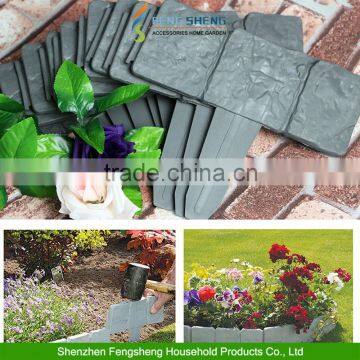 Cobbled Stone Effect Plastic Garden Edging Hammer-In Lawn Lawn Palisade 10pcs Per Set