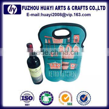 Wine tote bag wholesale colourful neoprene wine bottle bag,bottle container