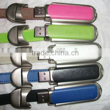 promotional Leather 4GB USB Flash Drive,many colors leather case protection