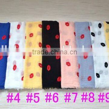 Fashion Ladies' Lip Three-dimensional Embroideried Cotton Scarf Plain Shawl photo-6