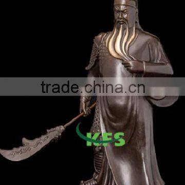 Bronze Guanyu statue with sword