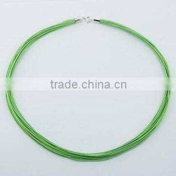 Fresh Green Cotton Choker Necklace Sterling Silver Clasps