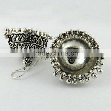Oxidized Jhumka Rava Work 925 Sterling Silver Earring, Fine Silver Jewelry, Silver Jewelry Manufactures photo-4